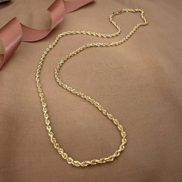 NEW! 10K Solid Gold Rope Chain, 22 inch Real 10K Yellow Gold, Stamped 10K - Picture 6 of 6